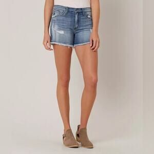 KanCan Bke Mid Rise Stretch Distressed Rips Cutoff Denim Jean Shorts womens 25